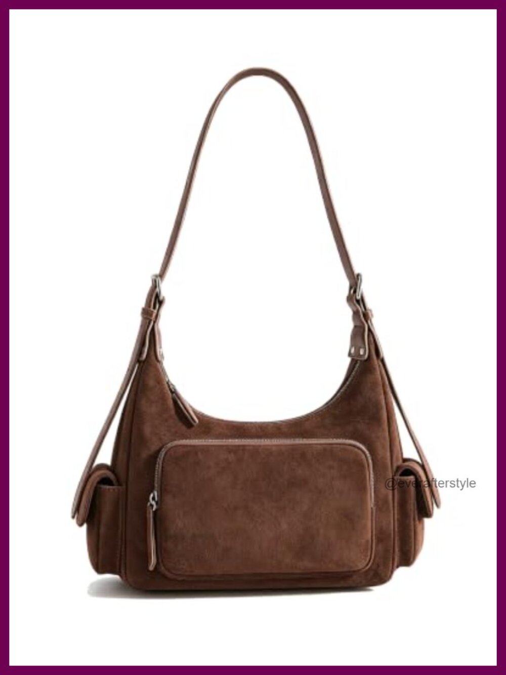 Faux Suede Hobo Shoulder Bag Slouchy Crossbody Travel Purse